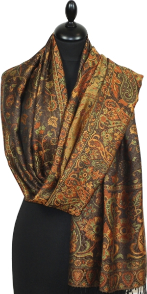 Black-Green-Orange Silk Scarf