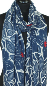 Écharpe Cachemire bleu-gris-rouge