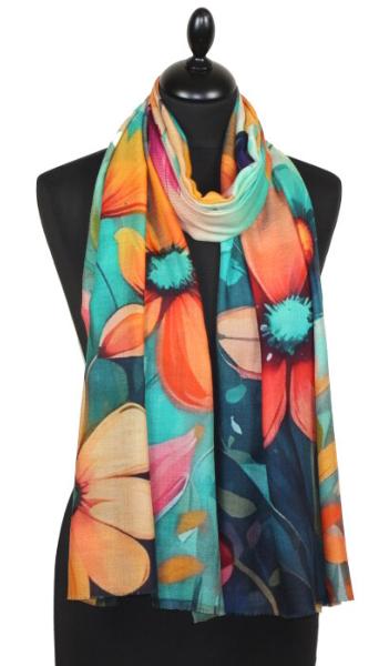 Écharpe Cachemire Fleurs du Soleil