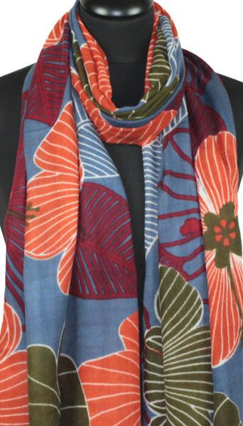 Blue-Orange-Green Cashmere Scarf