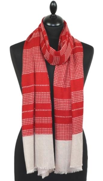 Écharpe Cachemire rouge-beige
