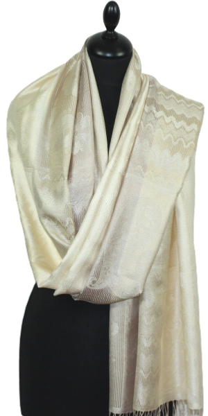 Étole soie beige-sable-vanille