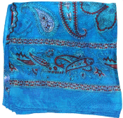 Foulard carré en soie bleu turquoise
