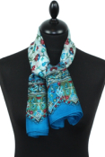 Foulard carré en soie turquoise