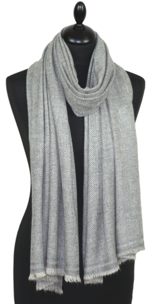 Étole laine et cachemire gris argent