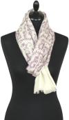 Pashmina Ivoire & Violette Brodé à la Main