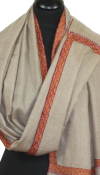 Pashmina beige gris brodé main