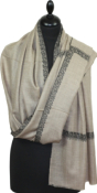 Pashmina beige gris brodé main