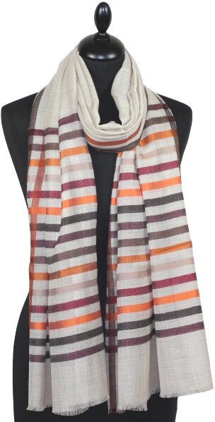 Ecru Wool & Silk Scarf