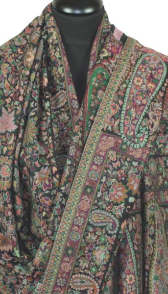 Étole Cachemire Noir Floral Kani