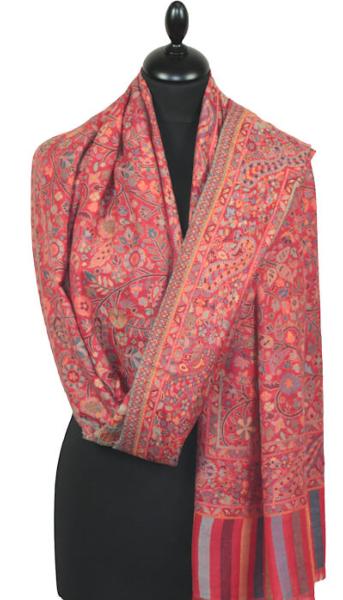 Red Cashmere Floral Kani Shawl
