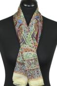 Foulard carré en soie champagne-bordeaux-vert