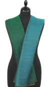 Pashmina 100% Cachemire Bicolore Vert-Turquoise