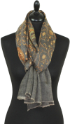 Pashmina gris brodé main