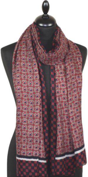 Écharpe Cachemire Bordeaux-Gris-Marine