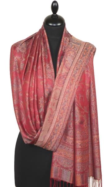 Étole en Modal/Soie Rouge-Bleu-Vert