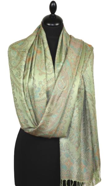 Étole en Modal/Soie Tilleul-Bleu-Orange