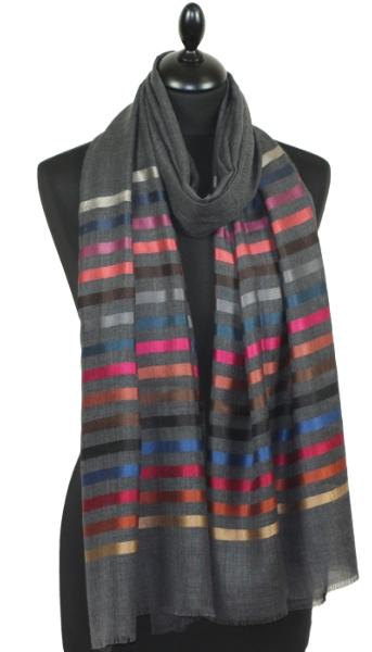 Étole Laine et Soie gris anthracite