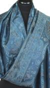 Étole en Soie Marine-Bleu-Beige