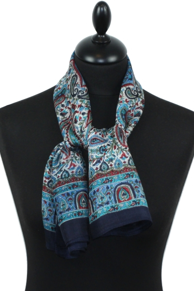 Foulard carré en soie marine