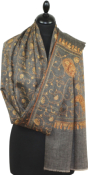 Pashmina gris brodé main