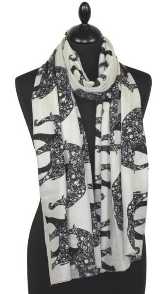 Écharpe Cachemire Écru-Noir