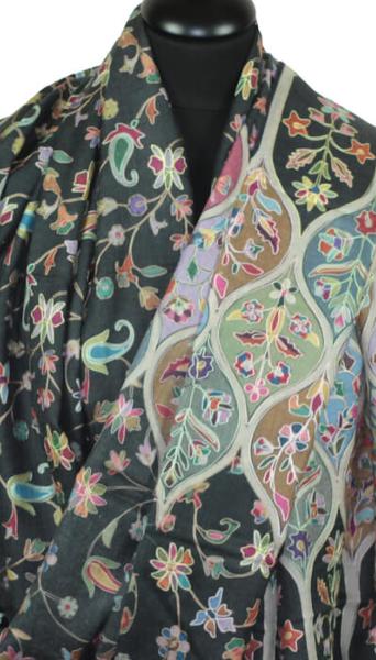 Black Embroidered Cashmere Scarf