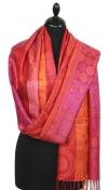 Étole soie corail-orange-lilas