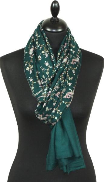 Imperial Green Embroidered Pashmina