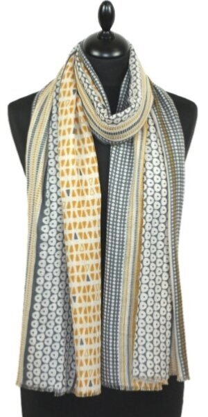Mustard-Blue-Grey Cashmere Scarf