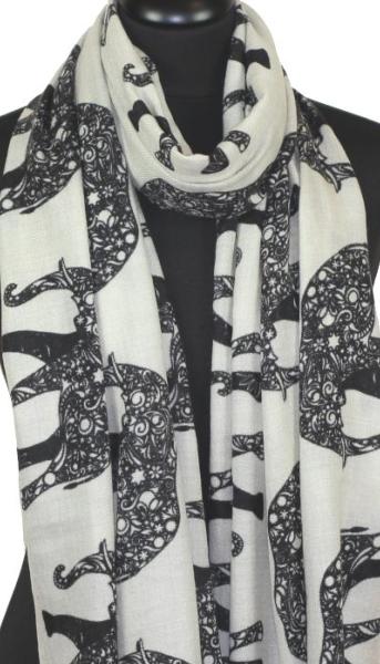 Écharpe Cachemire Écru-Noir