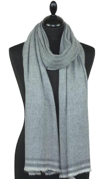 Étole Laine et Cachemire Gris Bleuté