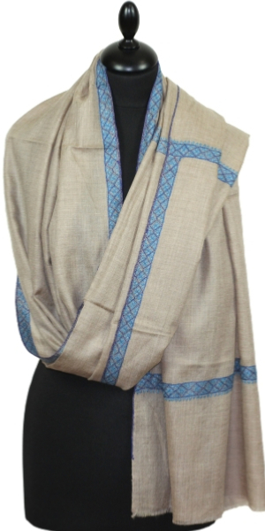 Pashmina beige gris brodé main
