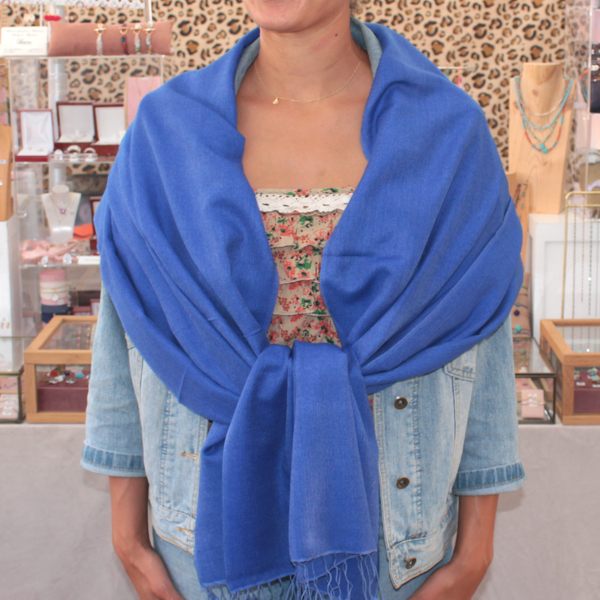 etole cachemire et soie bleu