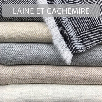 toles en laine et cachemire, tissage chevron, douces et chaudes, confection artisanale