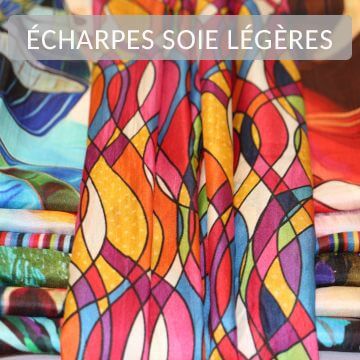 charpes en soie lgres pour femme,  motifs colors, confection artisanale